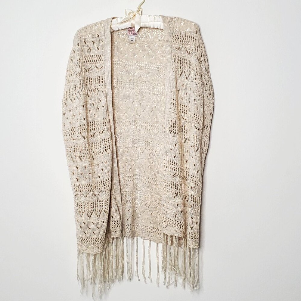 Canyon River Blues Ivory Cream Crochet Vest  Sleeves (New without tag)